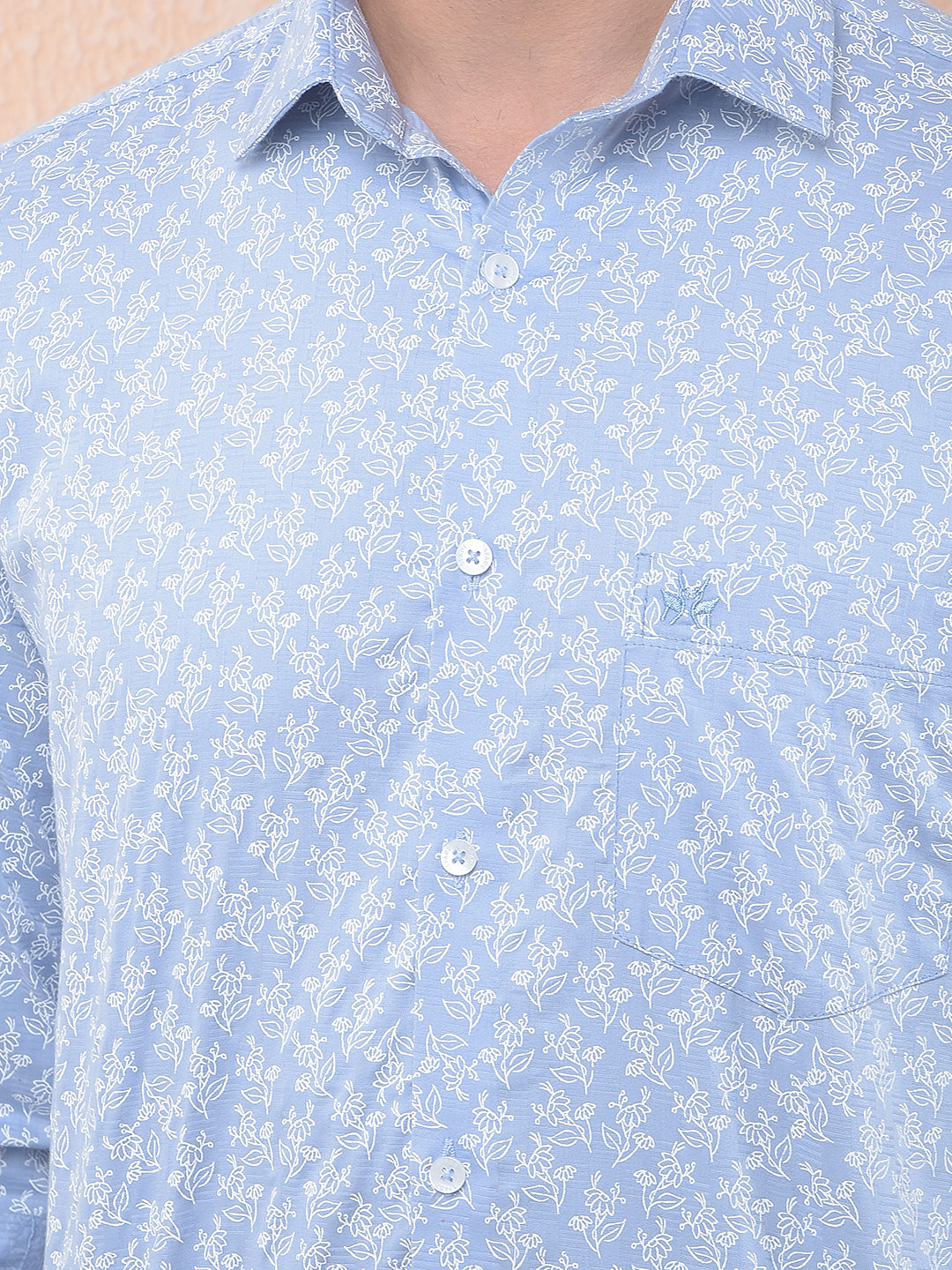 Printed 100% Cotton Blue Shirt