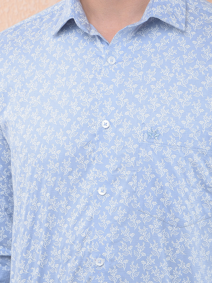 Printed 100% Cotton Blue Shirt