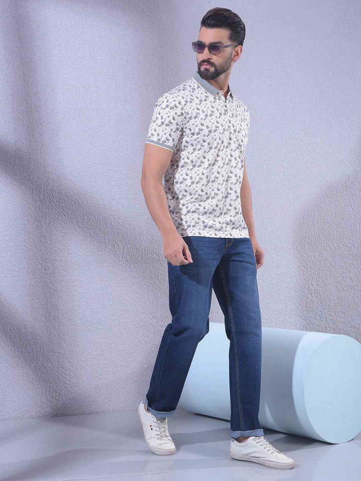 Grey Floral Print T-Shirt