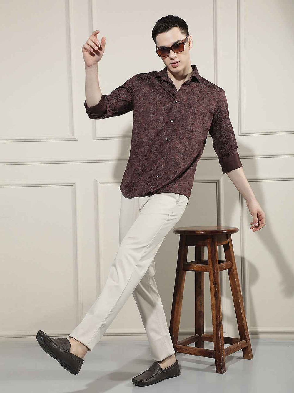Beige Dobby Trousers