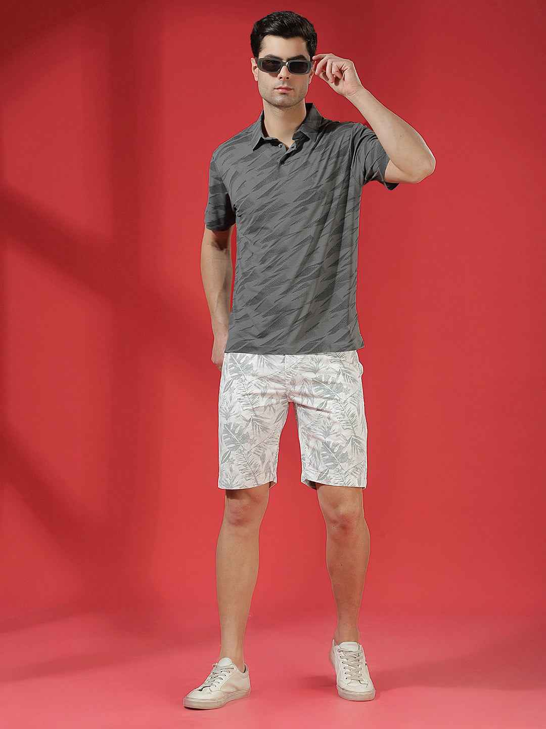 Charcoal Camouflage Print Polo T-Shirt