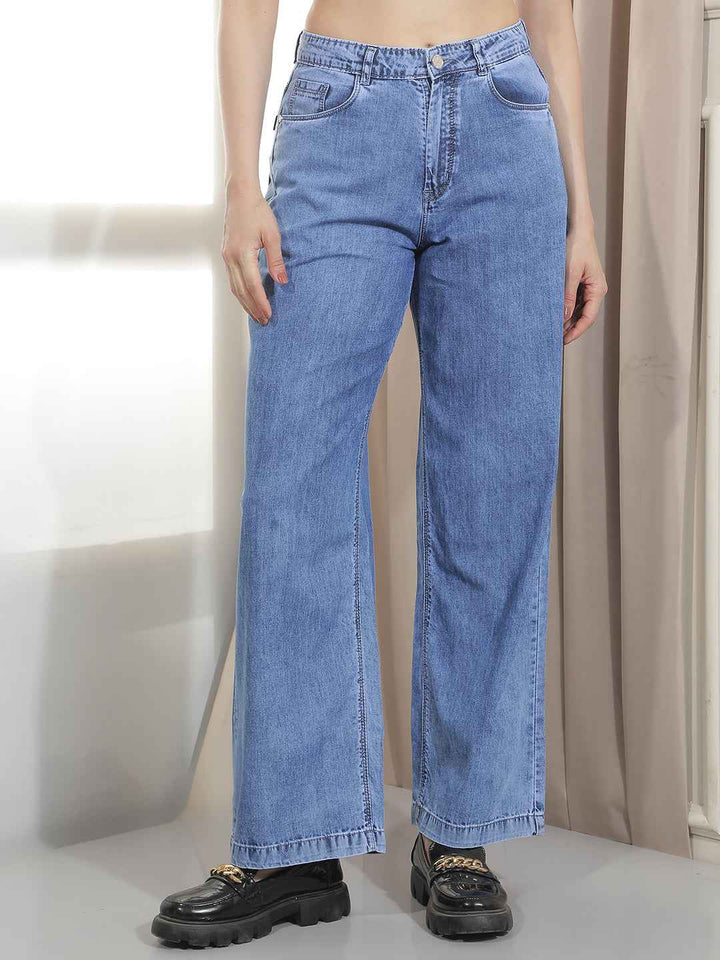 Blue 100% Cotton Loose Jeans