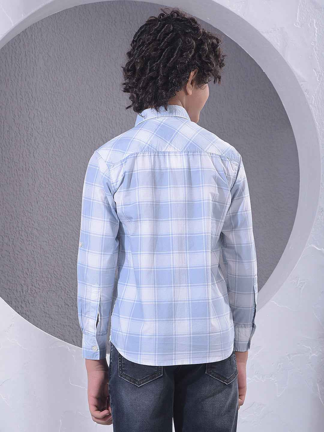 Blue Checked 100% Cotton Shirt