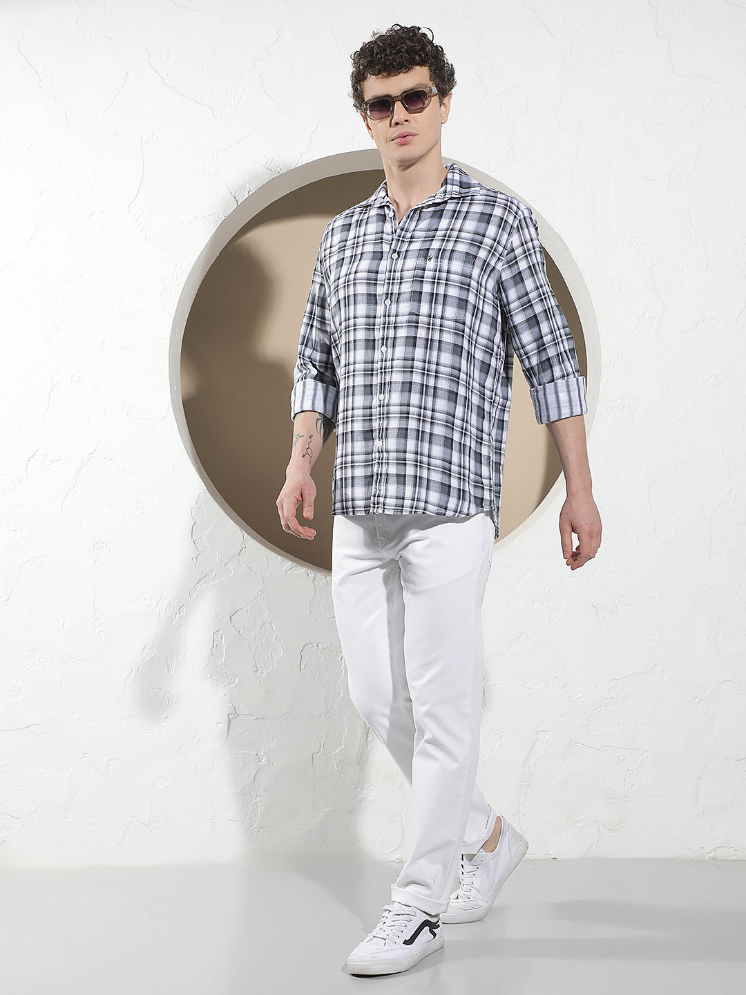 Grey Checked 100% Cotton Shirt