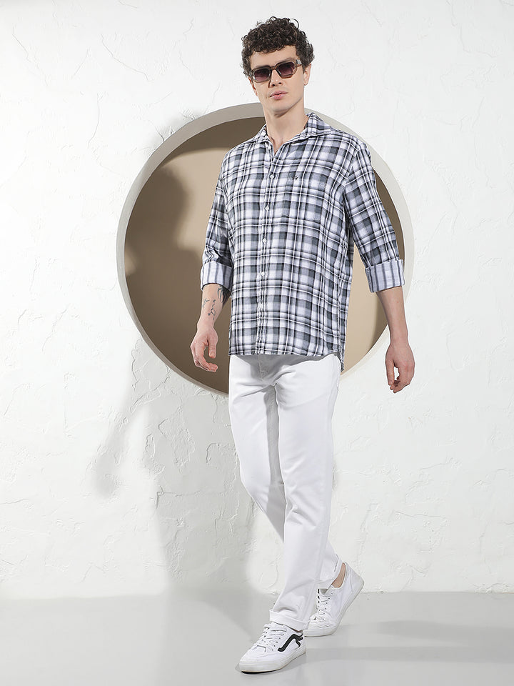 Grey Checked 100% Cotton Shirt