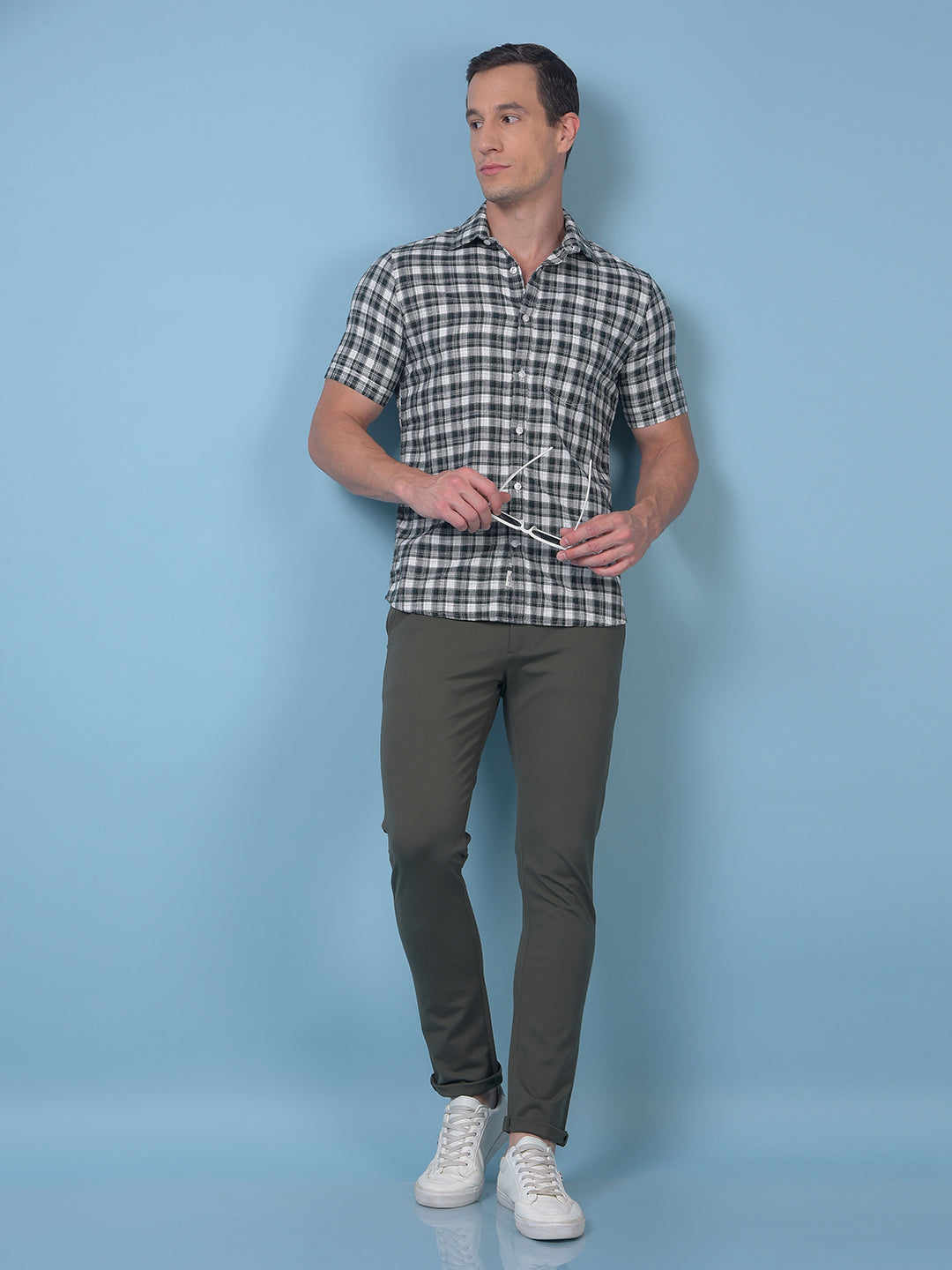 Green Checked 100% Cotton Shirt