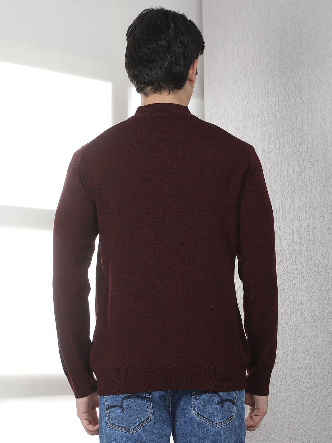 Maroon High Neck Sweater
