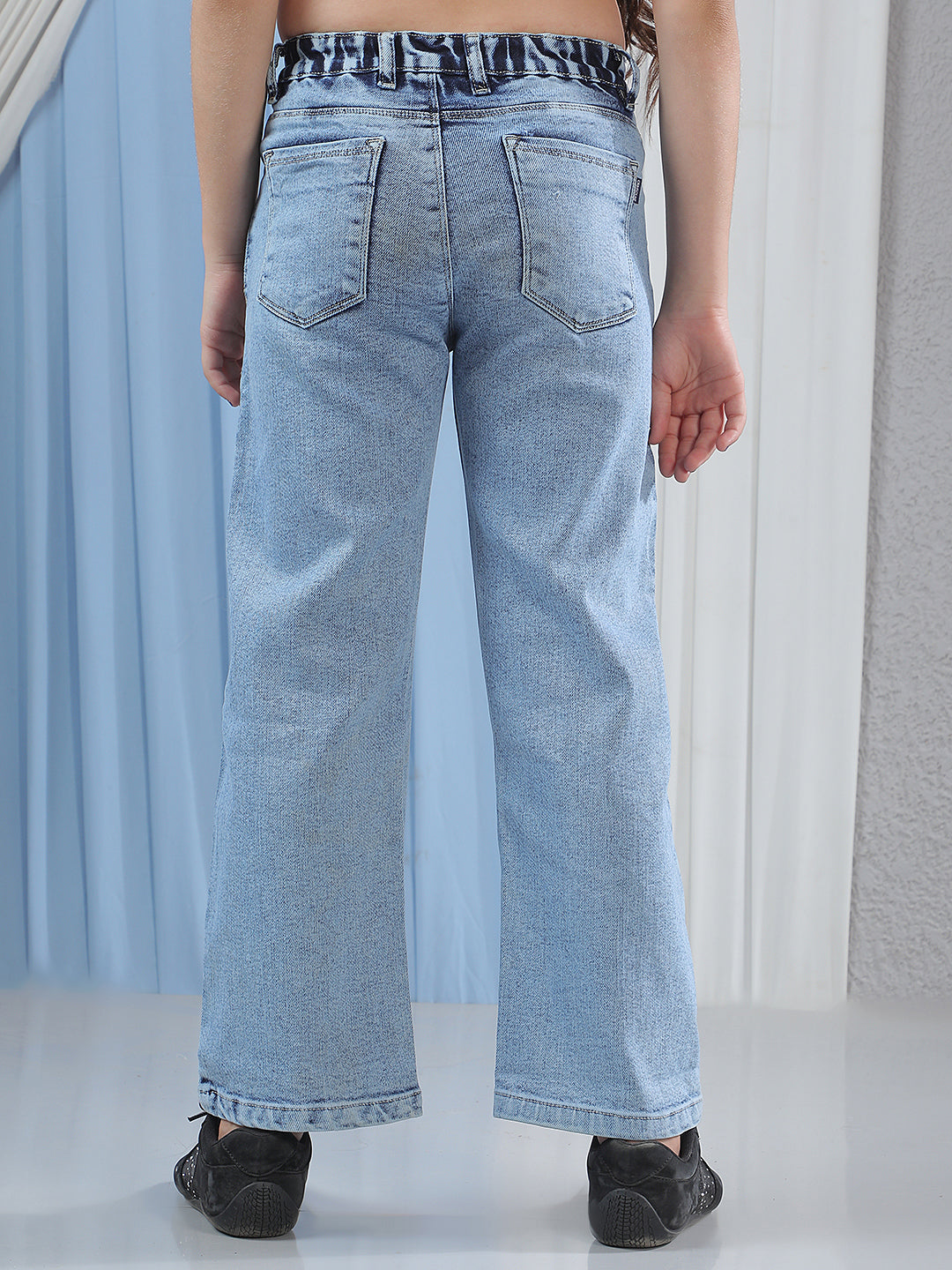 Blue Wide Leg Stretchable Jeans