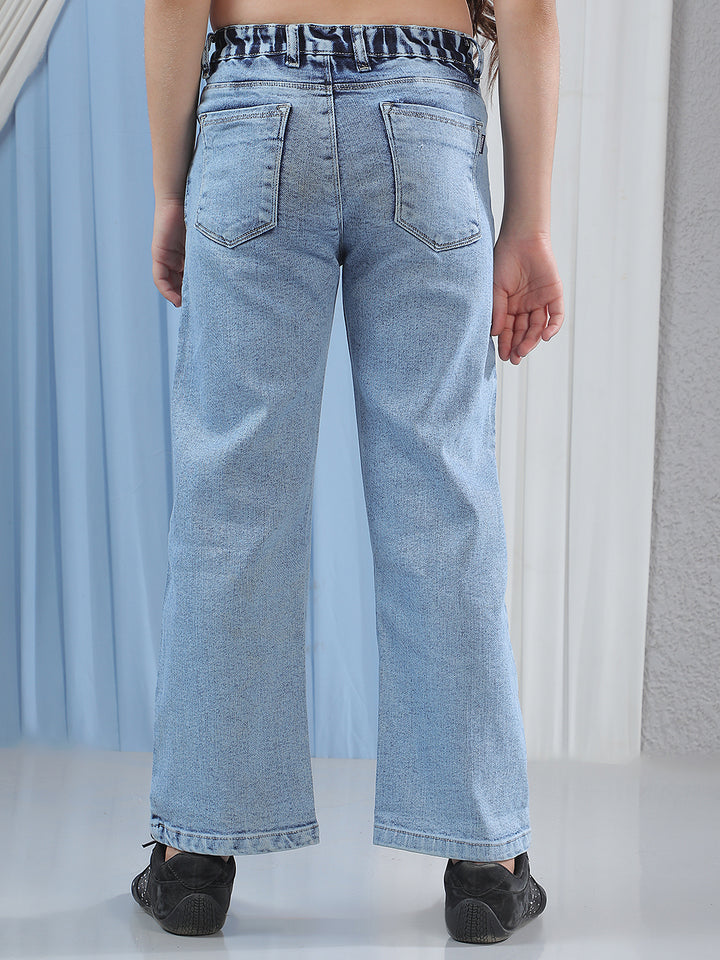 Blue Wide Leg Stretchable Jeans
