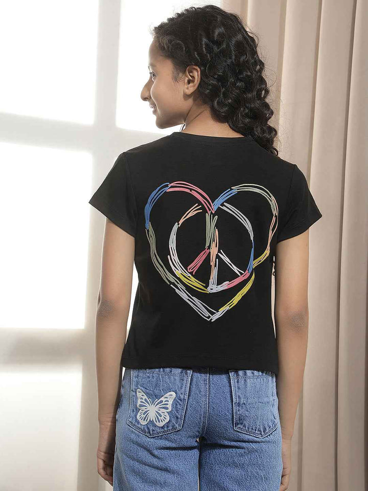 Black Typographic Print T-Shirt