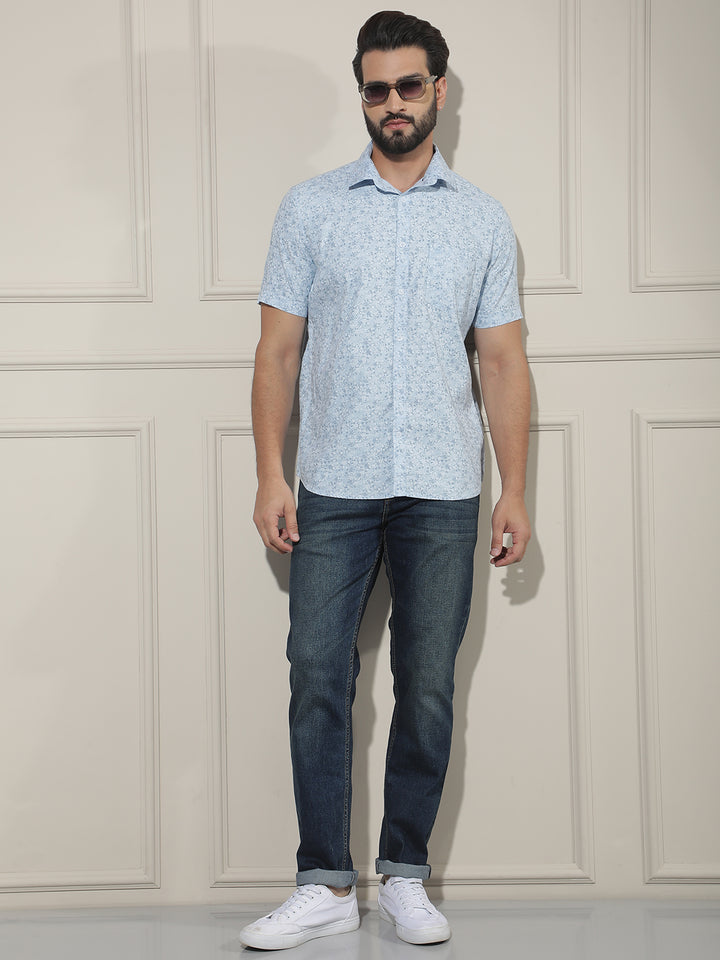 Blue Floral Print Shirt