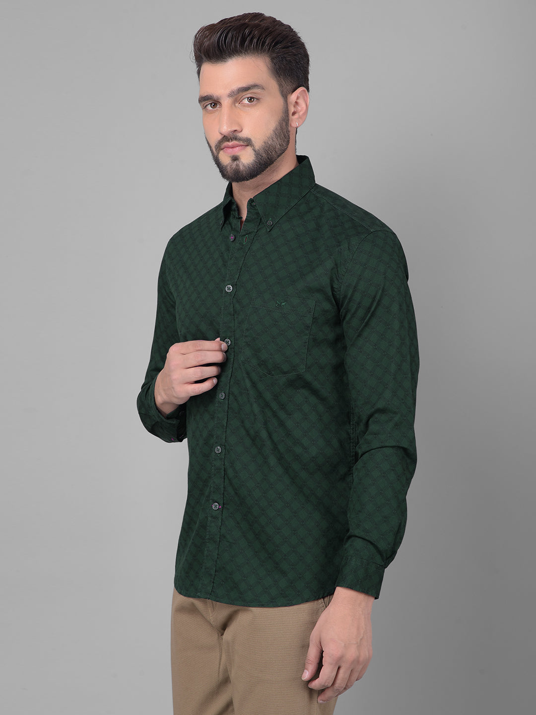 Green Printed Shirt-Men Shirts-Crimsoune Club
