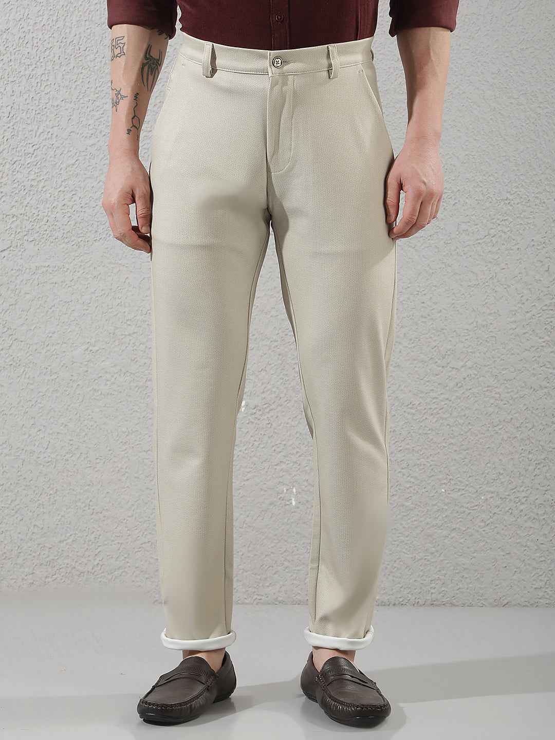Oatmeal Beige Knitted Trousers