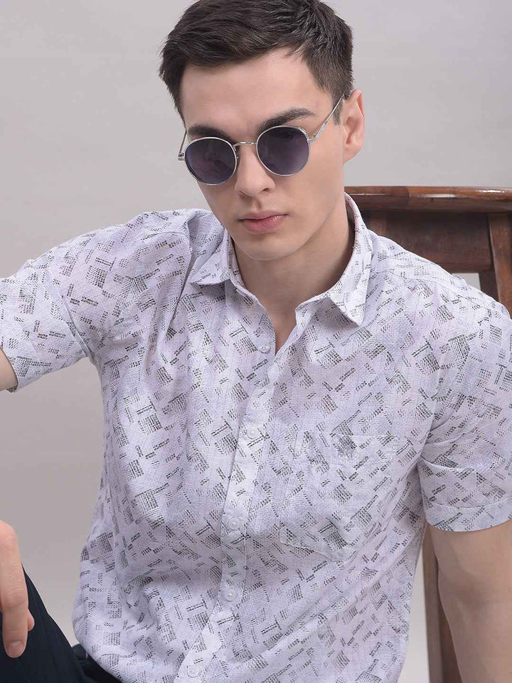 White Graphic Print Shirt