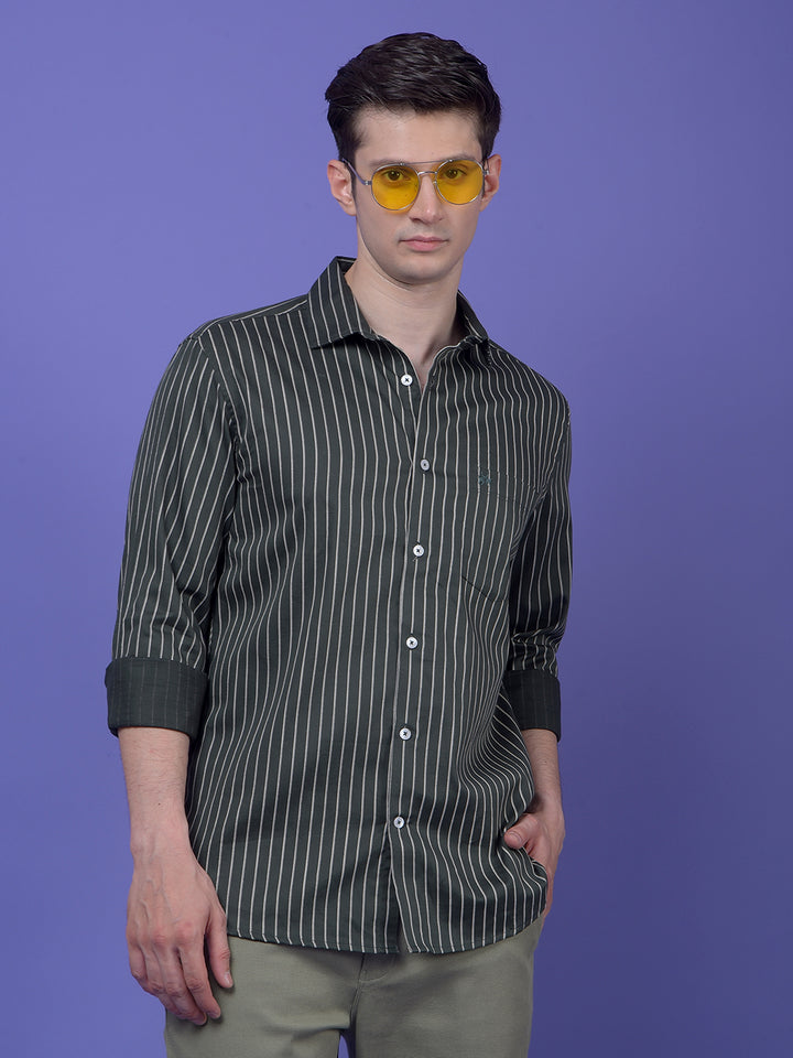 Green Vertical Stripes Shirt