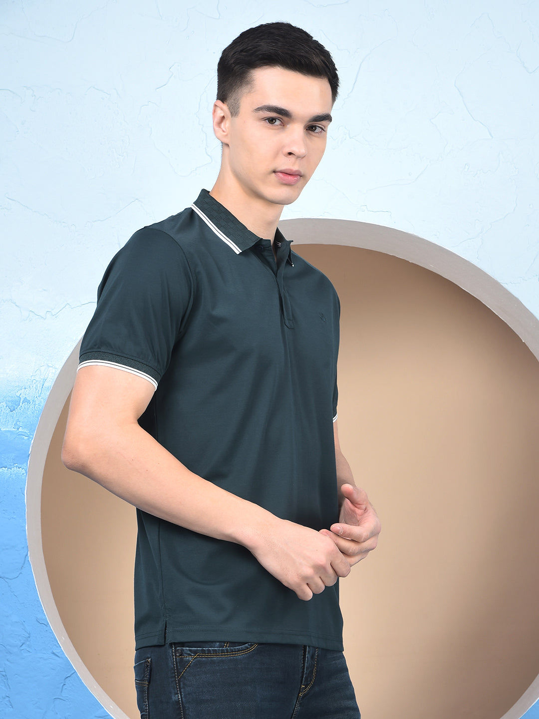 Green Polo-Neck T-Shirt