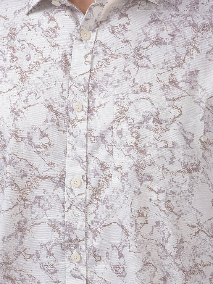 White Printed 100% Cotton Shirt