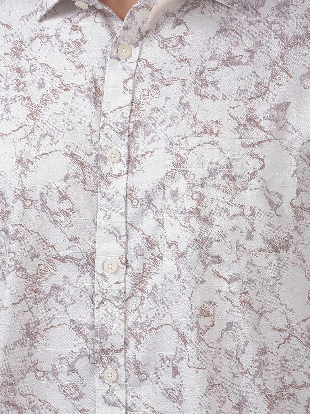 White Printed 100% Cotton Shirt