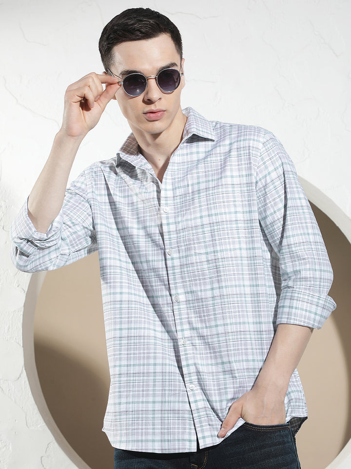 Green Checked 100% Cotton Shirt