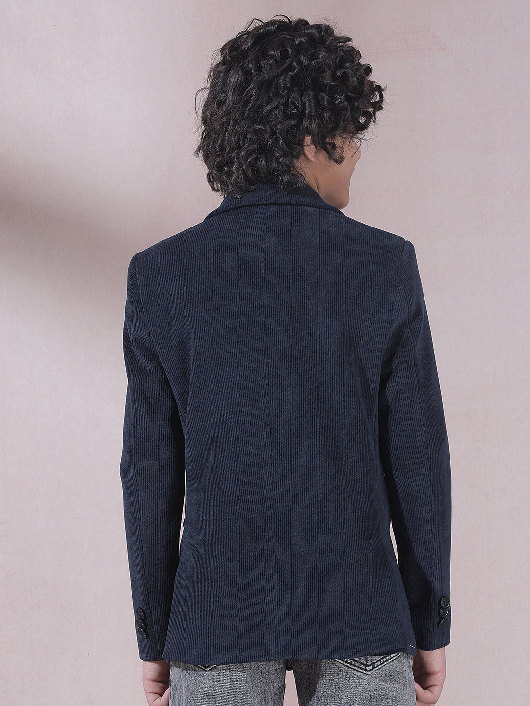 Navy Blue Notched Lapel Blazer