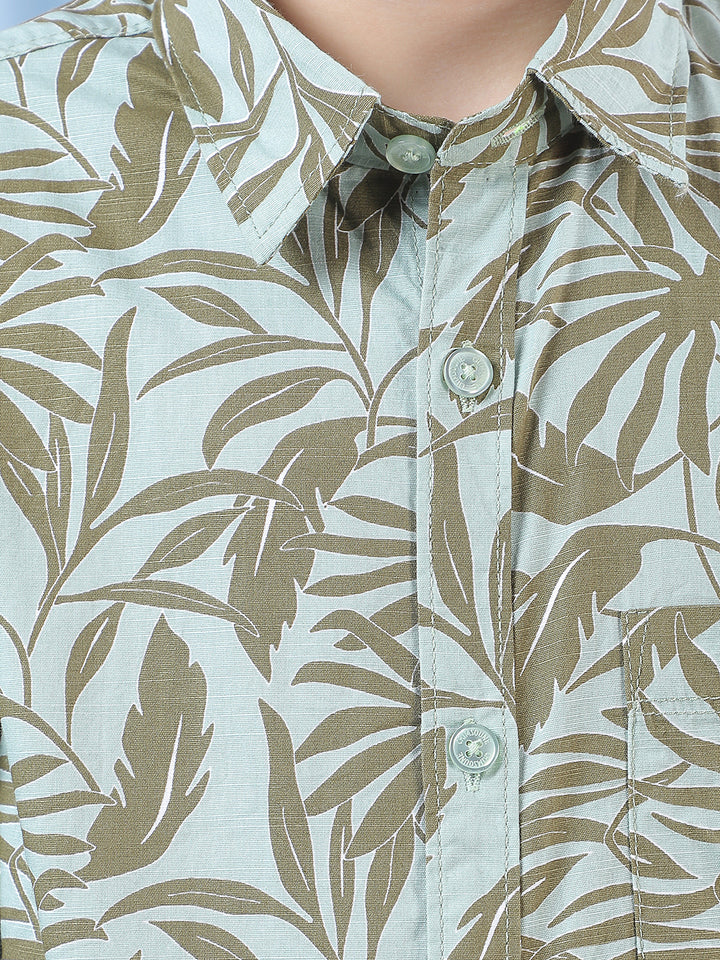 Olive Floral Print Shirt