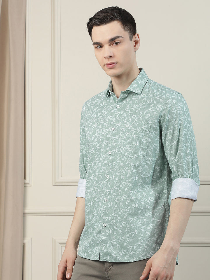 Green Floral Print Shirt