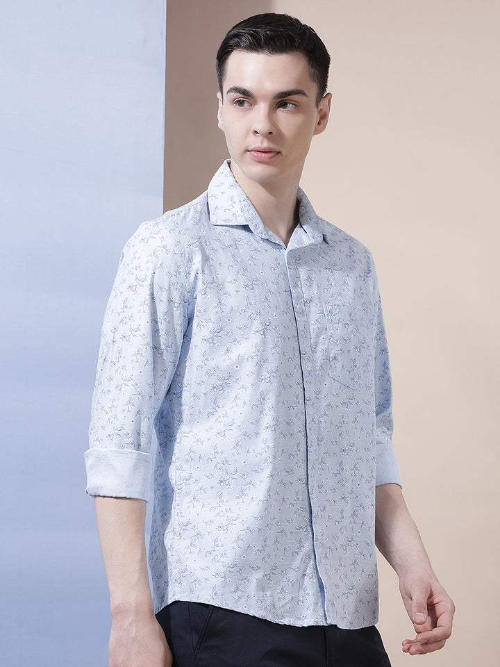 Blue Floral Print Shirt
