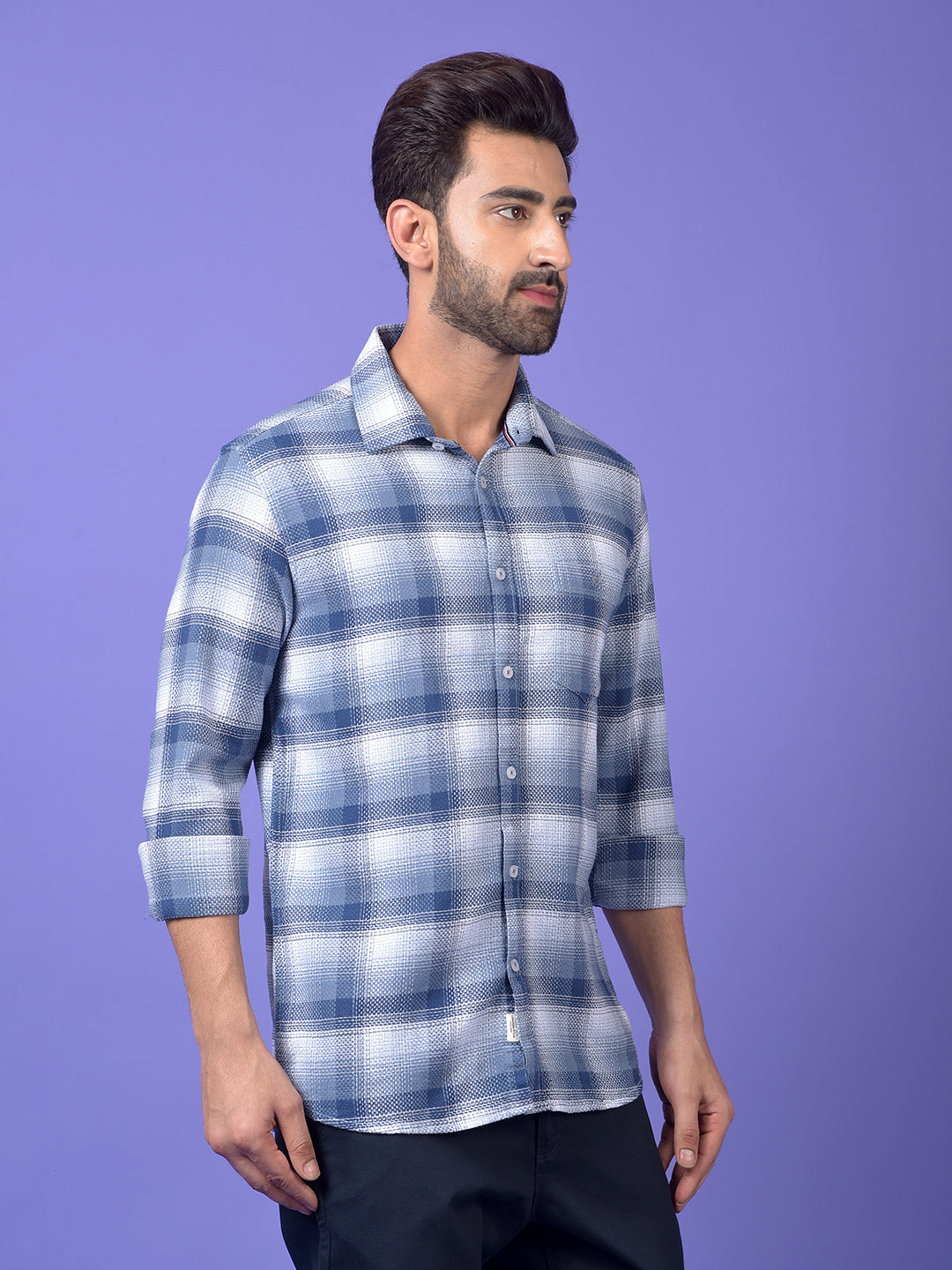 Grey Checked 100% Cotton Shirt
