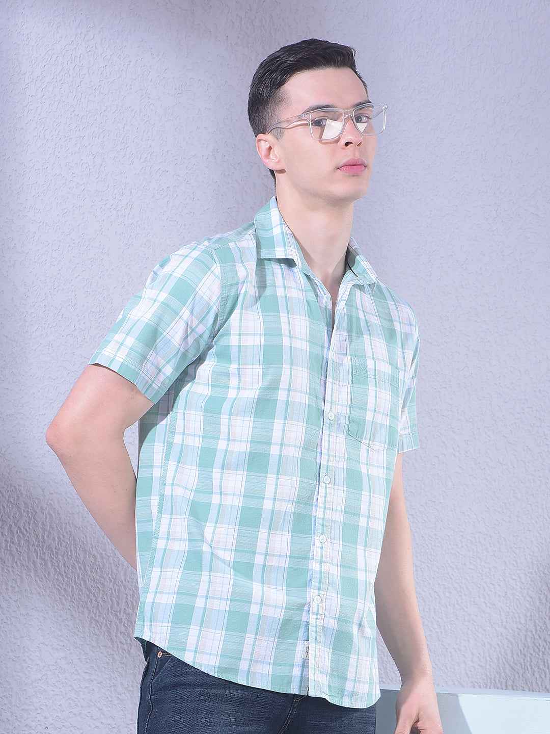 Green Checked 100% Cotton Shirt