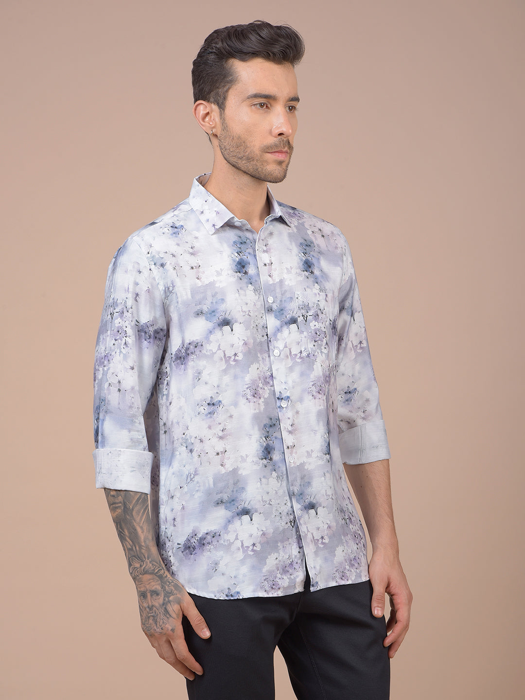 Purple Floral Print Shirt