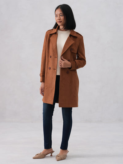 Brown Notched-Lapel Over-Coat