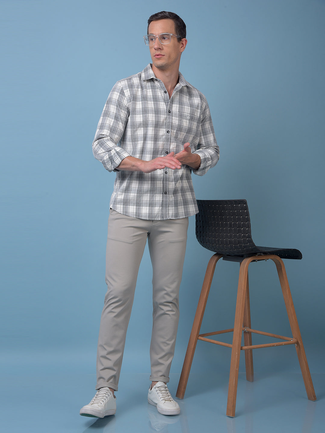 White Checked Corduroy Shirt