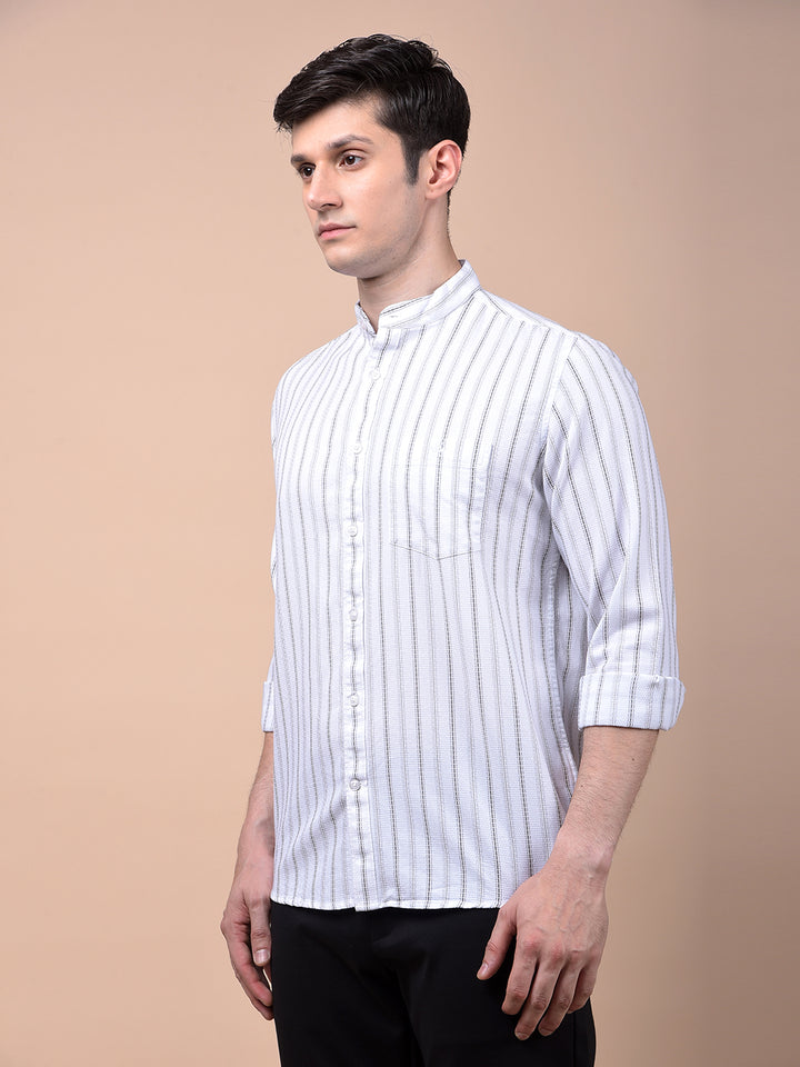 White Vertical Stripes 100% Cotton Shirt