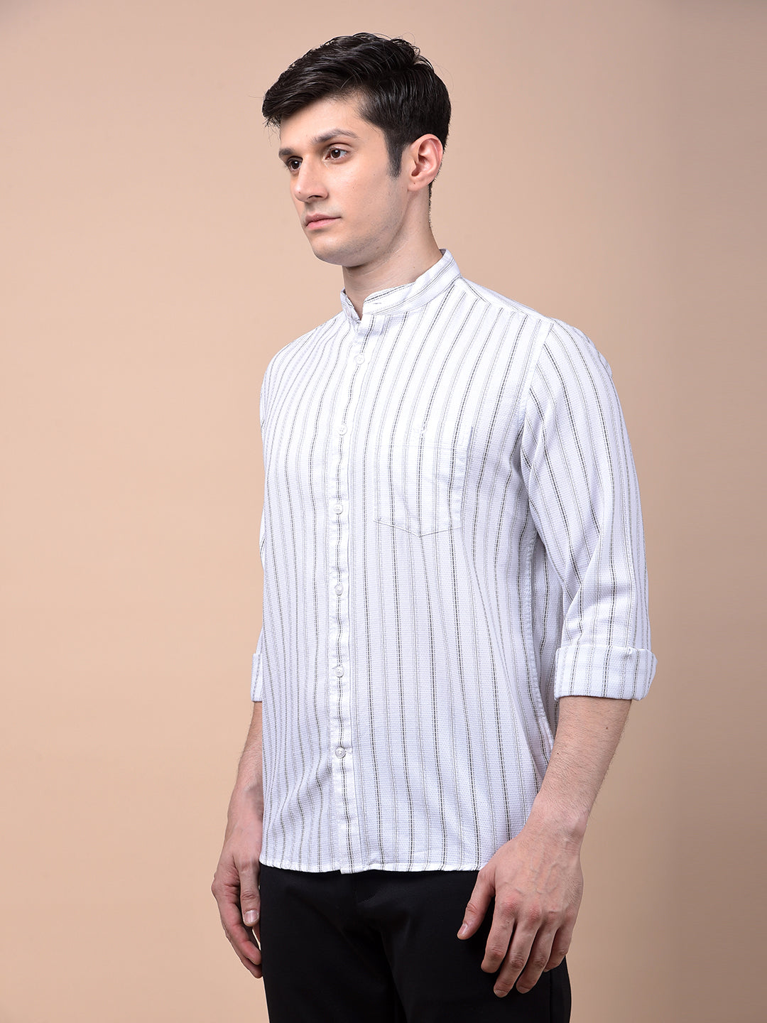 White Vertical Stripes 100% Cotton Shirt