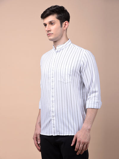 White Vertical Stripes 100% Cotton Shirt