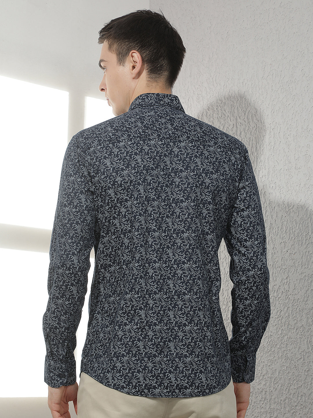 Navy Blue Paisley Print Shirt