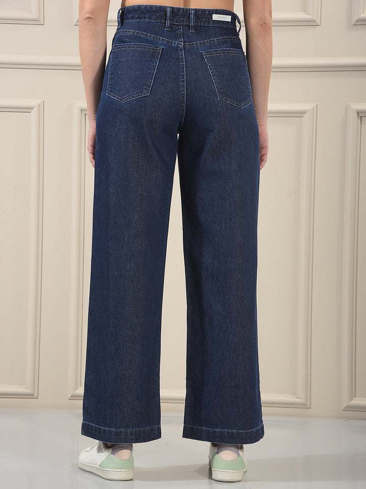 Navy Blue Wide-Leg Jeans