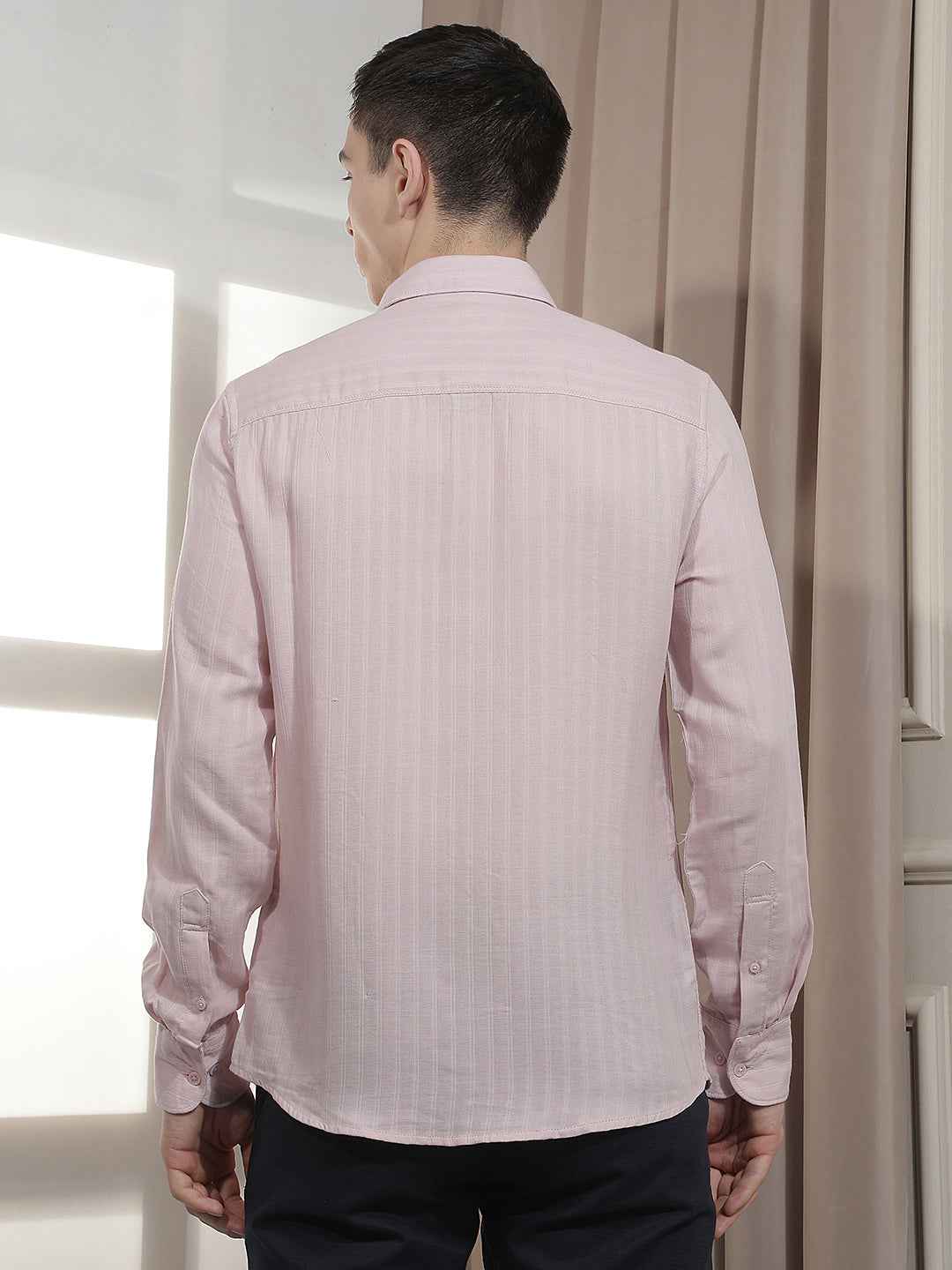 Pink Vertical Stripes Shirt