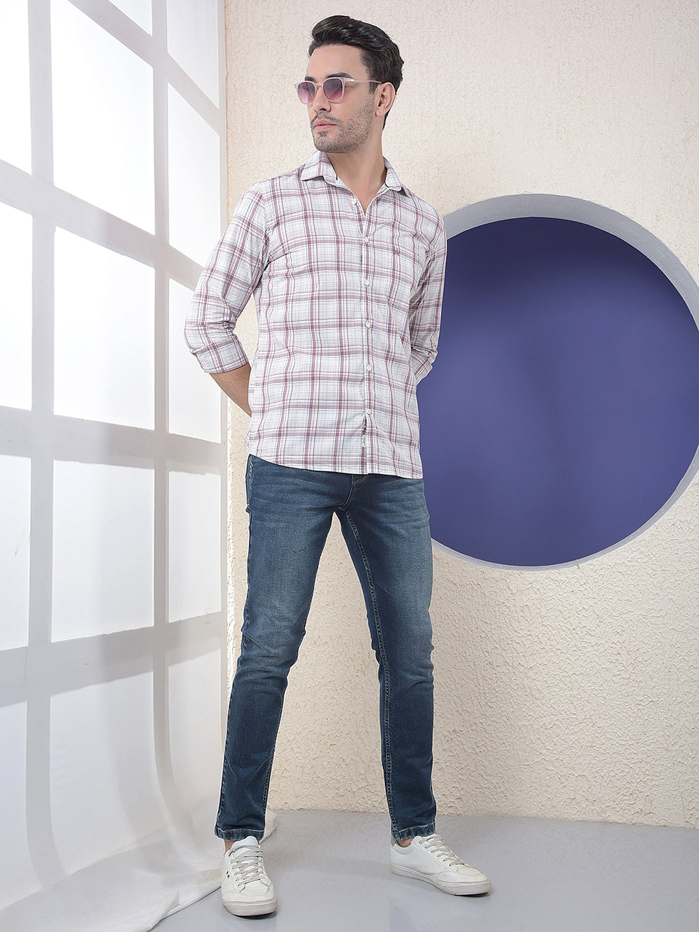 Rose Grid Brown Checked Shirt