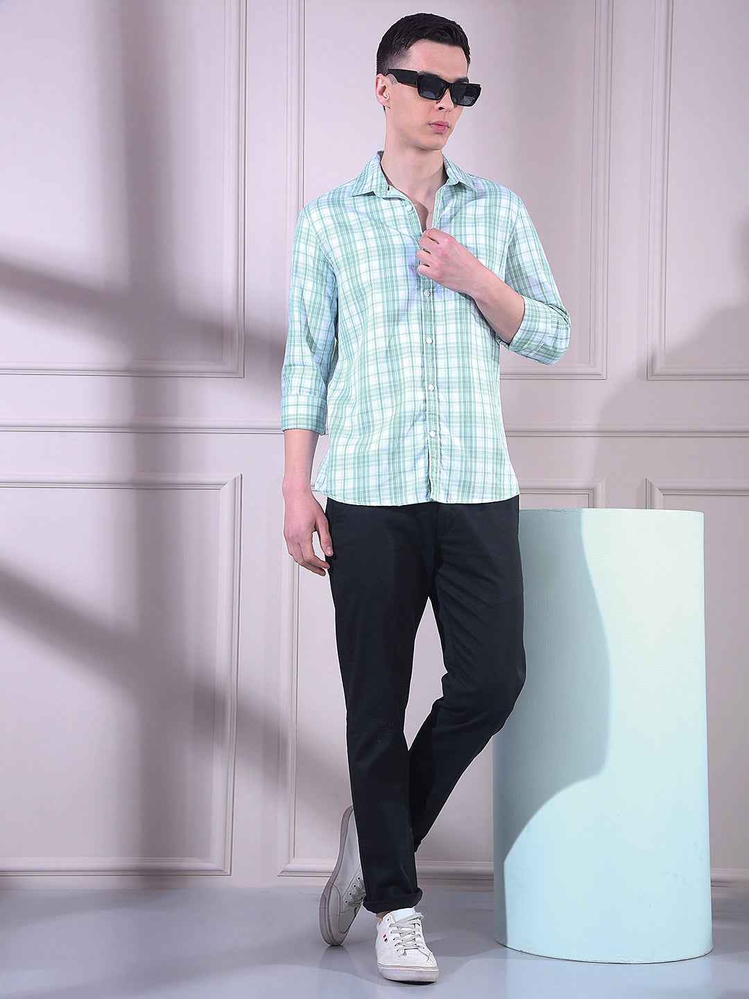 Green Checked 100% Cotton Shirt