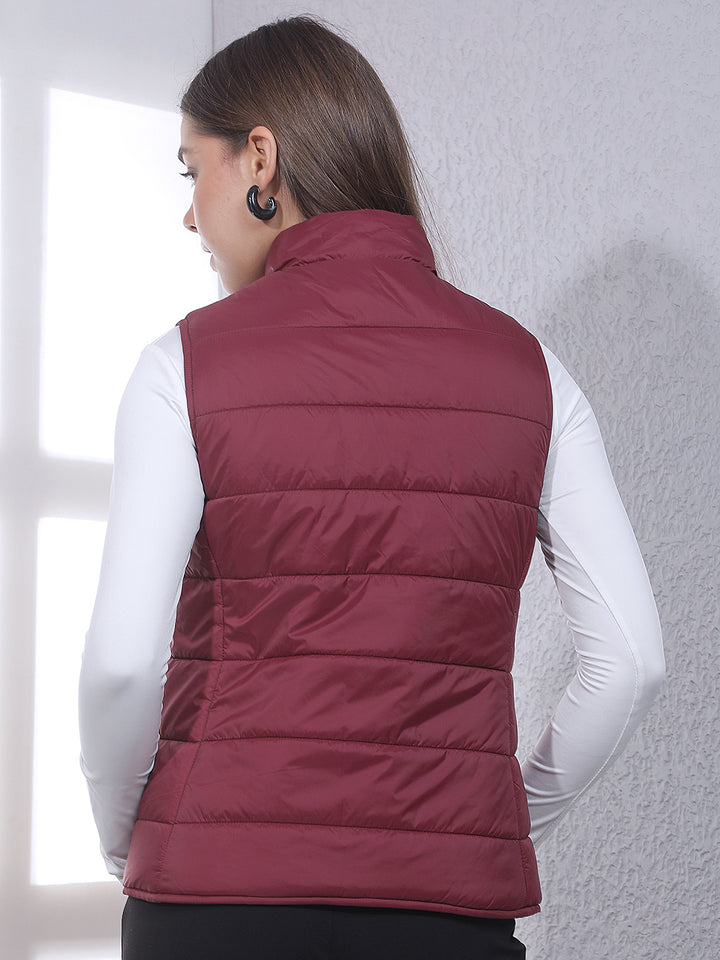 Red Sleeveless Puffer Reversible Jacket