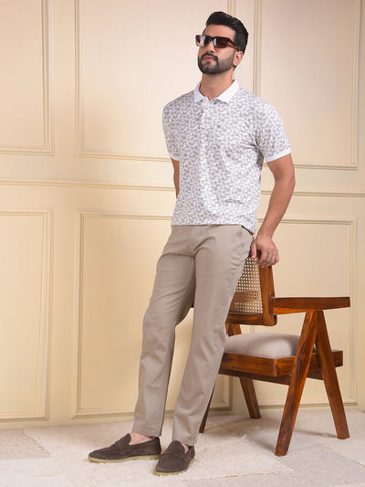 Olive Printed Polo Neck T-Shirt