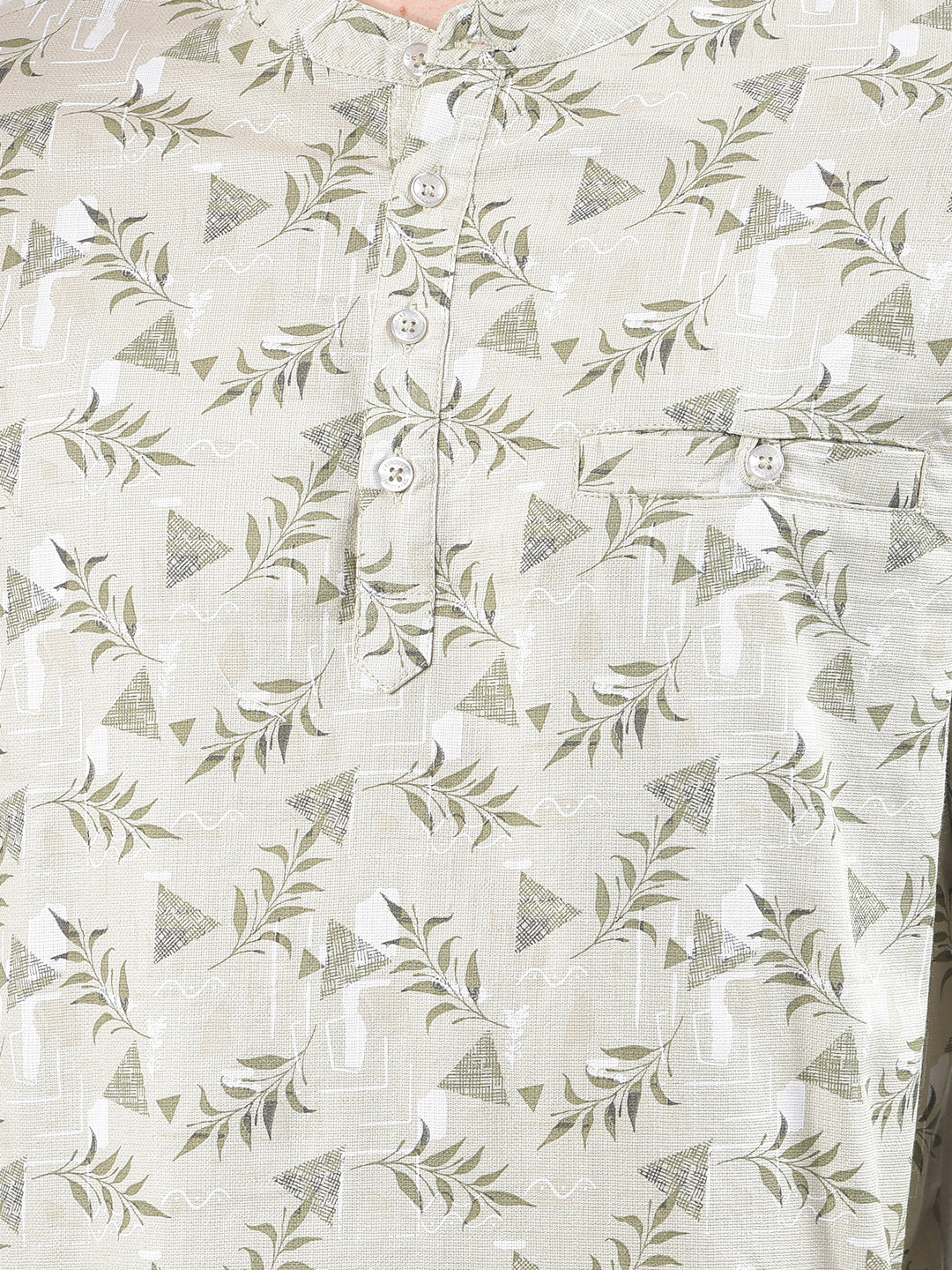 Green Floral Print Kurta