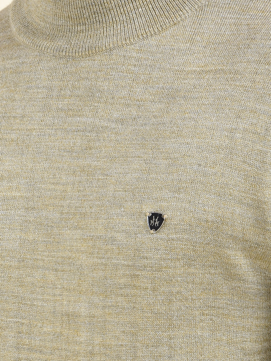 Beige High-Neck Knitted Sweater