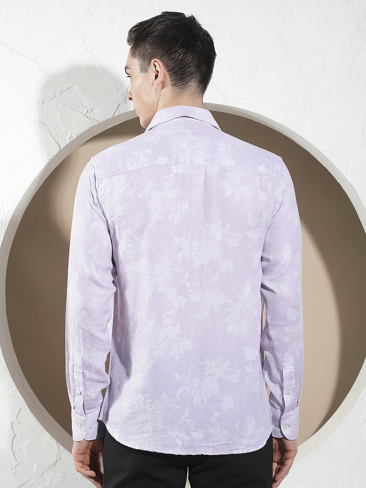 Purple Floral Print Shirt