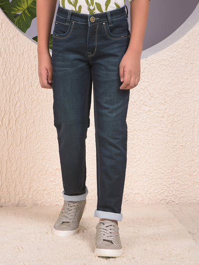 Stylish Tapered Fit Blue Jeans