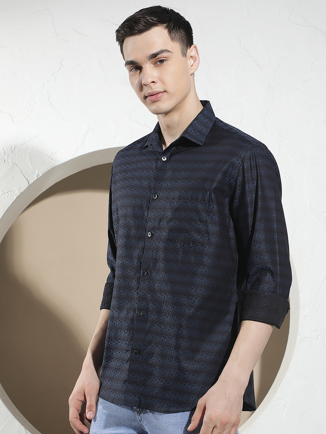 Blue Printed 100% Cotton Shirt