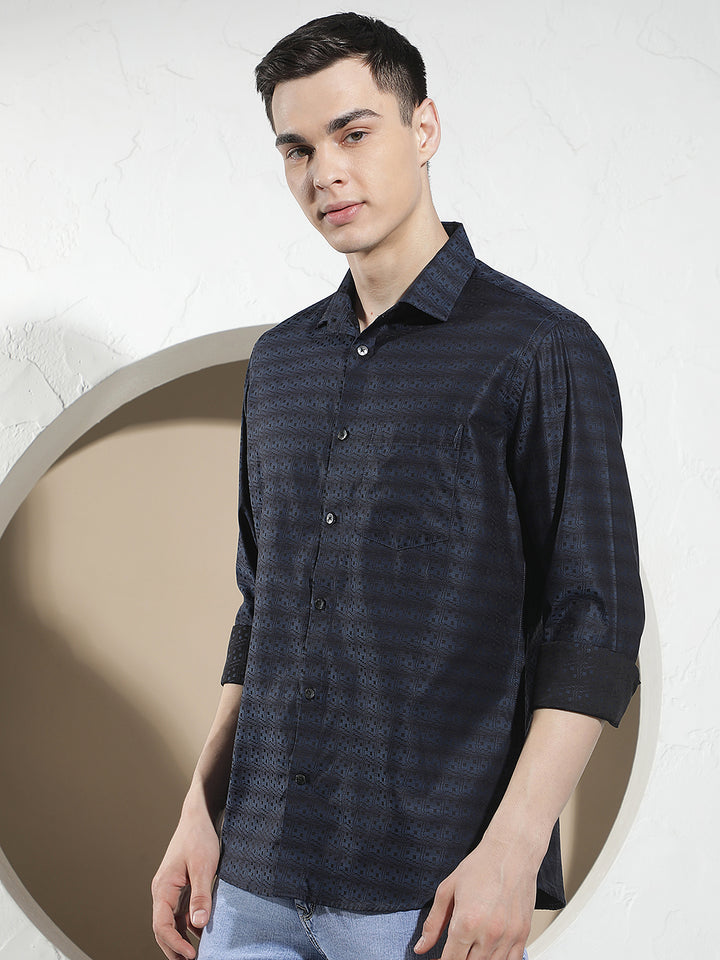 Blue Printed 100% Cotton Shirt