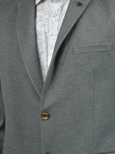 Green Notched Lapel Single Breasted Blazer