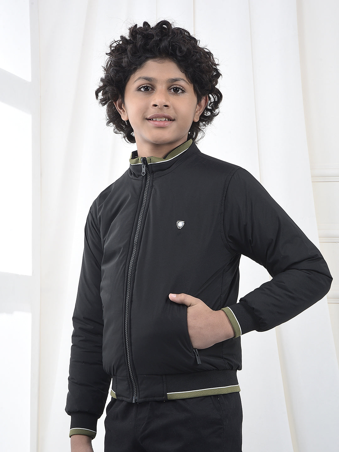 Black & Olive Green Reversible Padded Bomber Jacket
